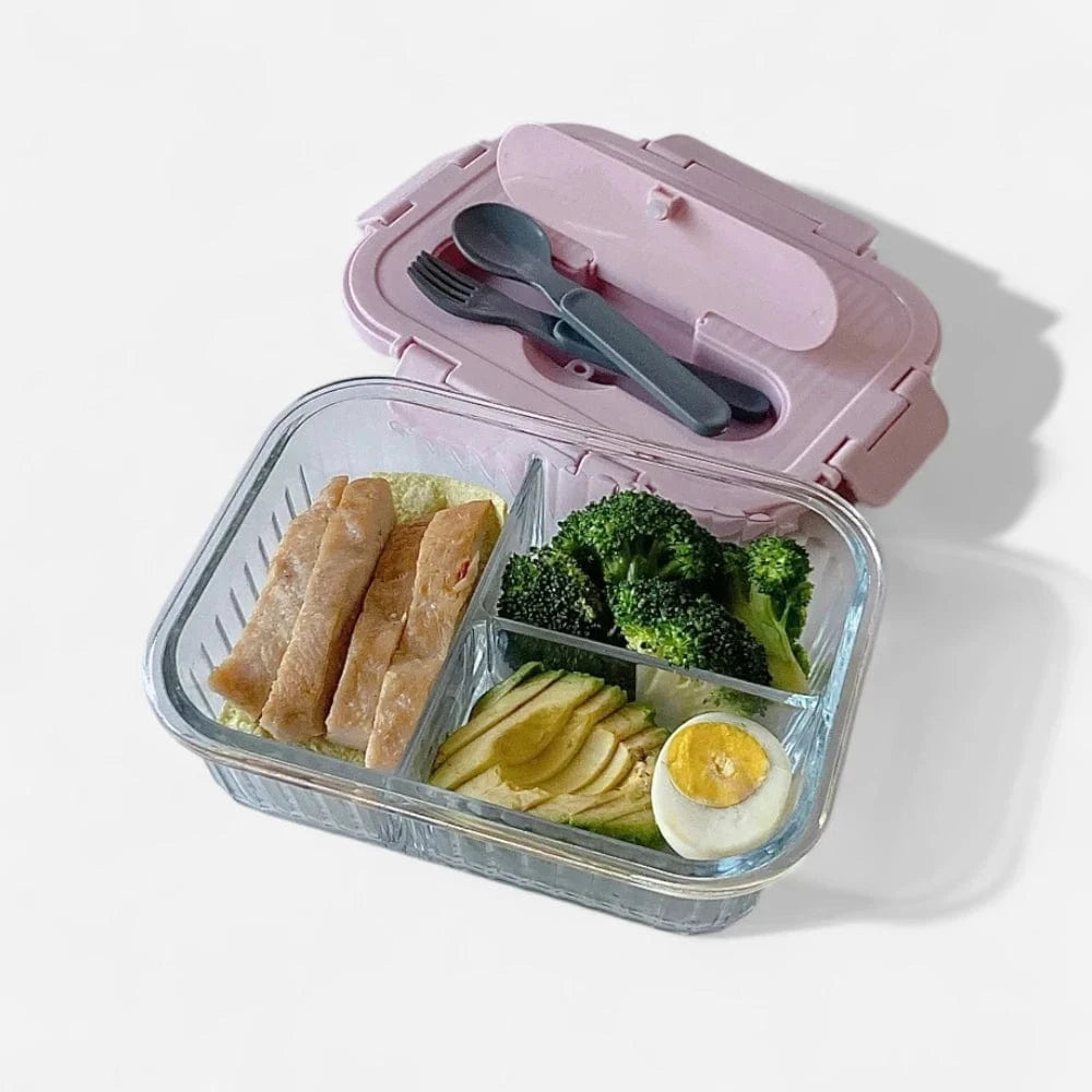 Lunch box verre avec couverts