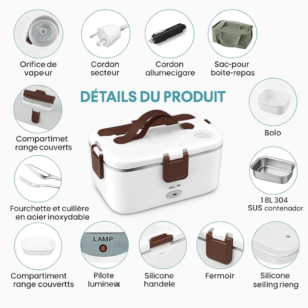 Lunch box chauffante 80W | Repas chauds en 15-25 min | La Lunch Box