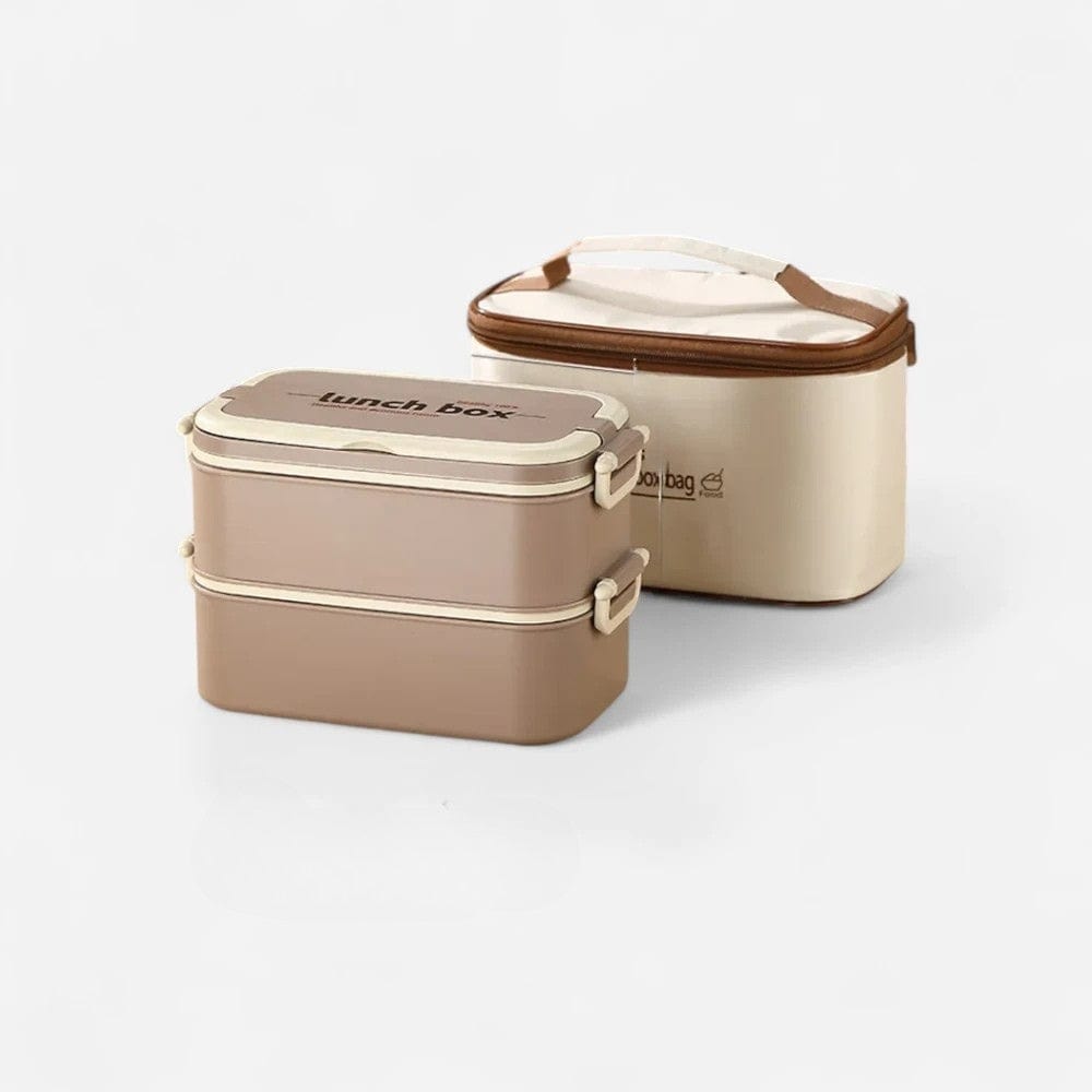 Boîte à Gouter Lunch Box avec 2 Compartiments et Cuillère en Acier Boîte à Gouter Lunch Box avec 2 Compartiments et Cuillère en Acier