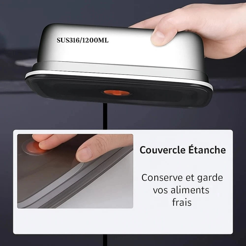 Lunch box vintage — Boîte à déjeuner rétro en acier inoxydable