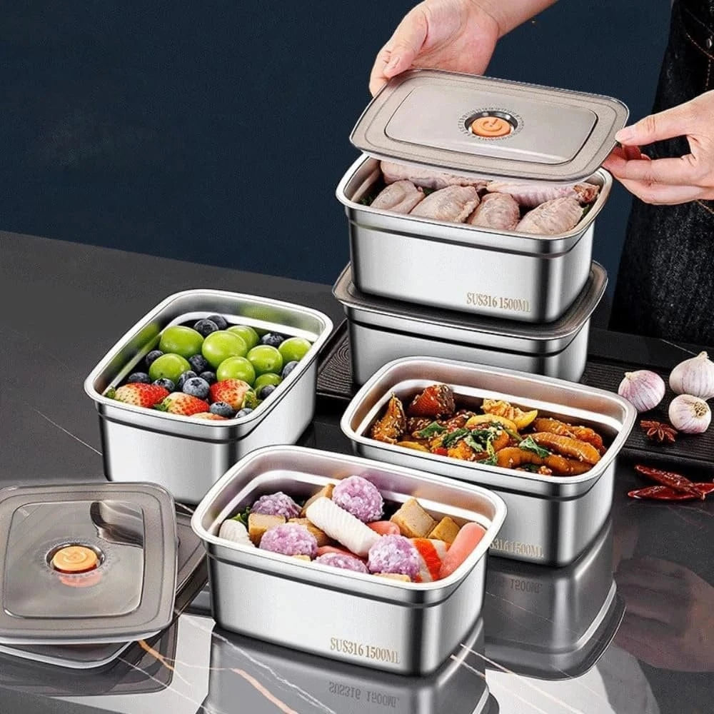 Lunch box vintage — Boîte à déjeuner rétro en acier inoxydable